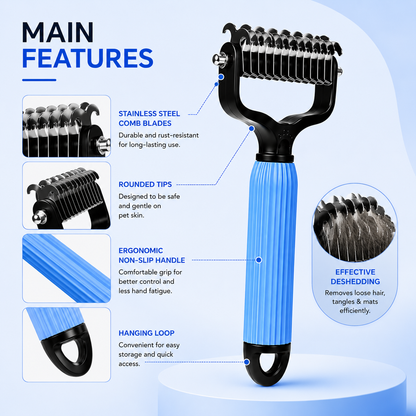 FurEase™  Pet Deshedding & Detangling Comb