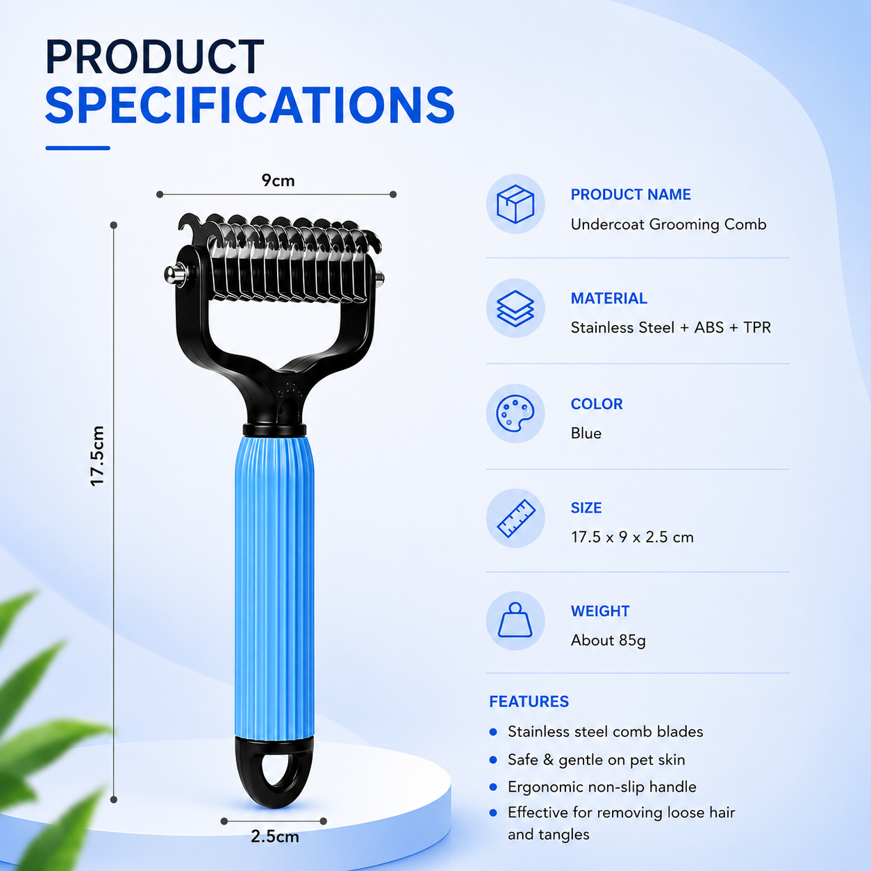 FurEase™  Pet Deshedding & Detangling Comb